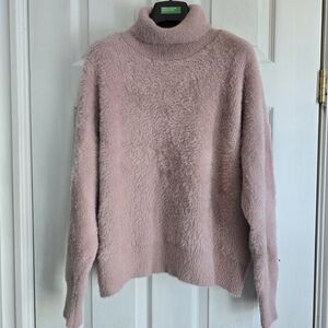 🌷Faux Mohair Pink Turtleneck Sweater